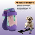 thumbnail image 3 of Unique Bargains 4pcs Dog Shoes Waterproof Anti-Slip Dog Shoes Dog Boots Paw Protectors Purple Size 6 Width 2.36", 3 of 7