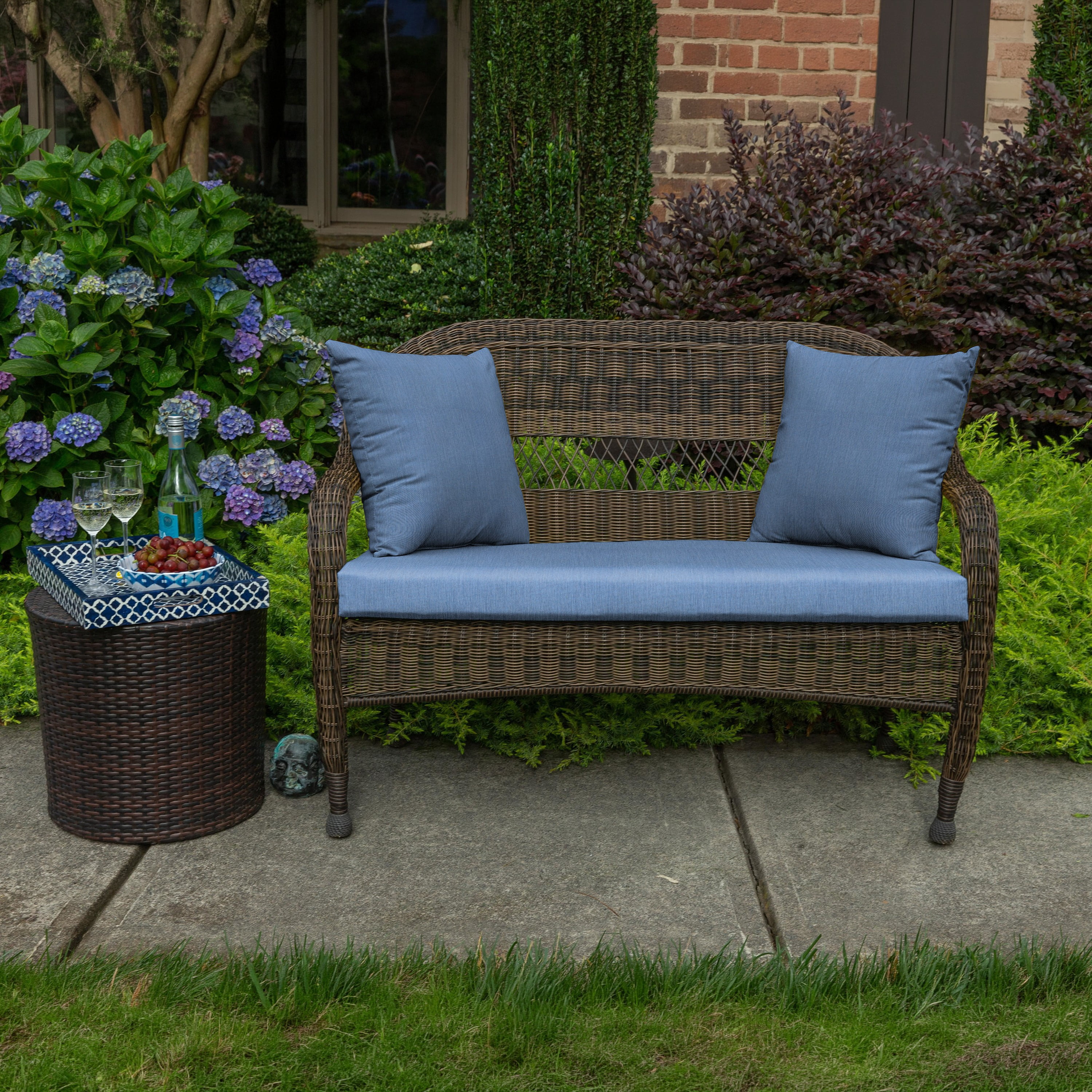 Casual Cushion Outdoor Throw Pillow, Sunbrella Fade & Water Resistant for Patio Furniture, Adirondacks & Porch Swings, 18"W x 18"L, 6" thick, Reversible, Cast Ocean