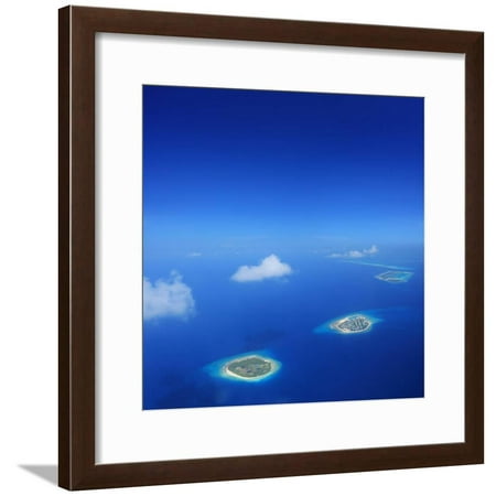 Aerial View of Maldives Islands in Indian Ocean, Shot with a Tilt and Shift Lens Framed Print Wall Art By Ljupco
