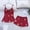 Red, variant on LIZUOJUN Pajamas For Women Set Camisole Tops For Women 2 Piece Sleepwear Summer Shorts Love Print Lace Trim Soft Breathable Stretchy Cozy Loungewear Women - L