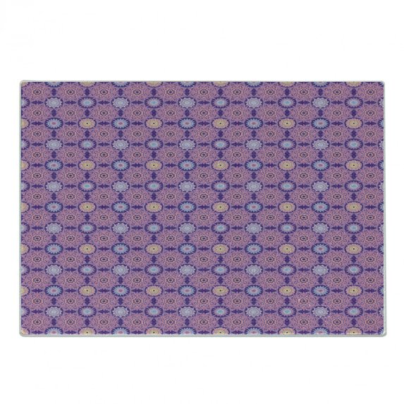 Ethnic Cutting Board, Illustration of Oriental Traditional Flourishing Feminine Tones, Decorative Tempered Glass Cutting and Serving Board, in 3 Sizes, by Ambesonne