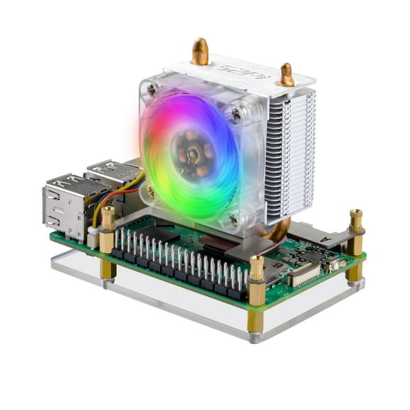 52Pi Raspberry Pi 5 Ice Tower Cooler, Aluminum Heatsink with RGB Cooling Fan for Raspberry Pi 5