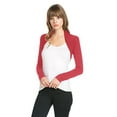 thumbnail image 5 of Fashion Secrets Women Long Sleeve Rayon Bolero Shrug Cropped Cardigan Jacket (Large, Red), 5 of 5