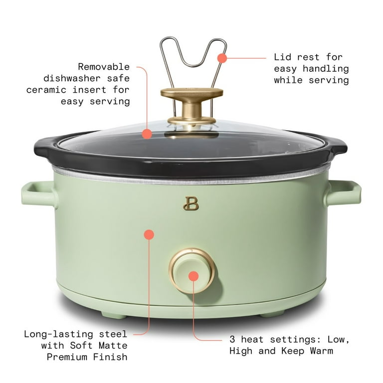 Beautiful 6 Qt Programmable Slow Cooker, Thyme Green by Drew