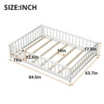 thumbnail image 5 of Queen Floor Bed Frame for Toddler, Montessori Floor Bed with Fence and Wood Slats for Girls Boys Kids Happy Time,White, 5 of 7