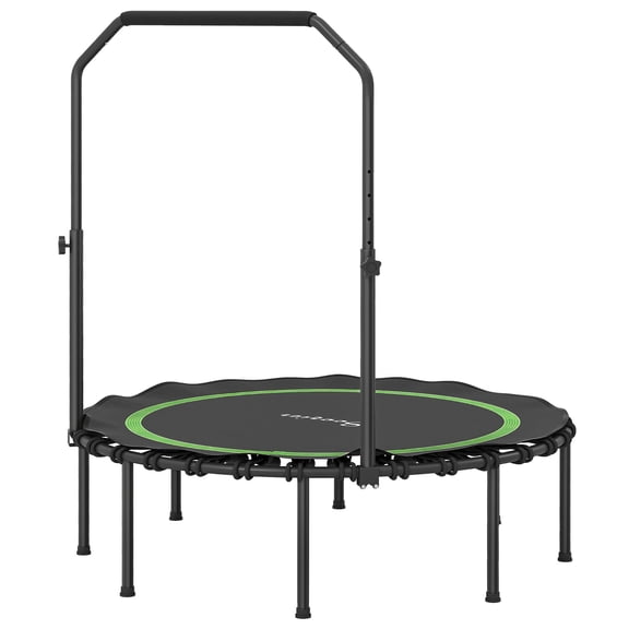 45" Rebounder Trampoline for Adults, Foldable Mini Trampoline with Adjustable Handle Bar for Indoor Outdoor, Green