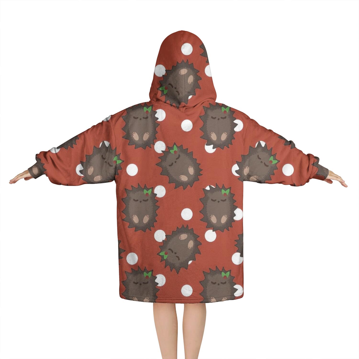 Red Hedgehog Pattern Blanket Hoodies for Kids 6-13YR Oversize Wearable Blanket Hoodies for Boys Girls Teens
