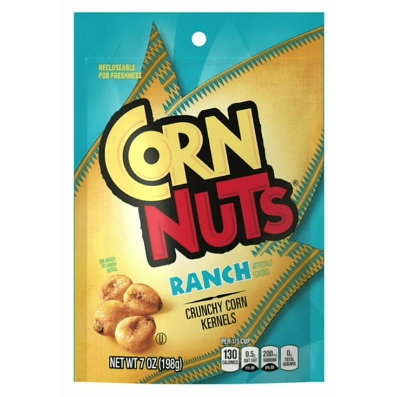 CORN NUTS Ranch Crunchy Corn Kernels Flavored Nuts Snack, Shelf-Stable, 7 oz Resealable Plastic Package