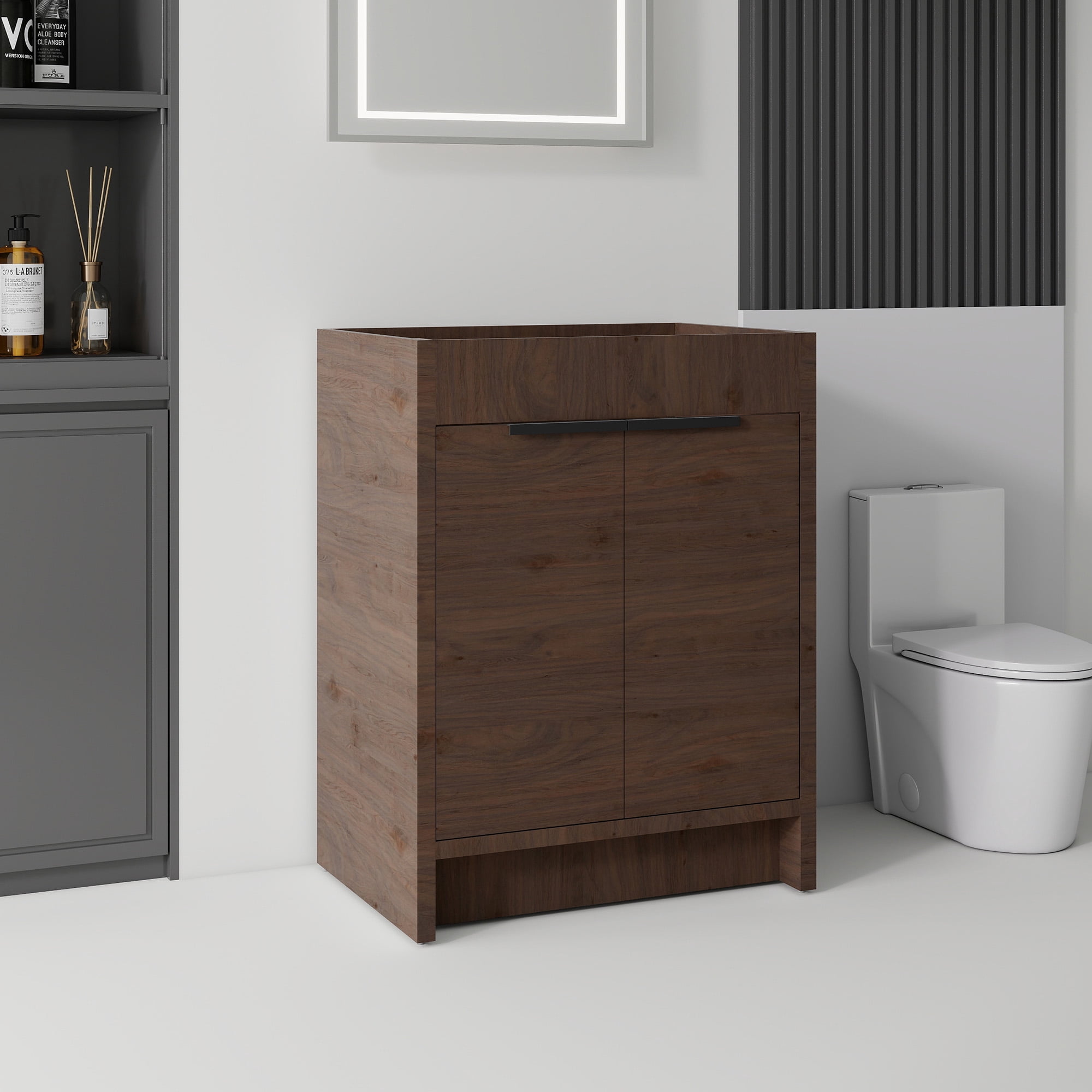 Leumius 24" Bathroom Vanity Cabinet with Soft-Close Double Doors,Freestanding Bathroom Vanity,Spacious Interior Storage,Cabinet Only,Brown
