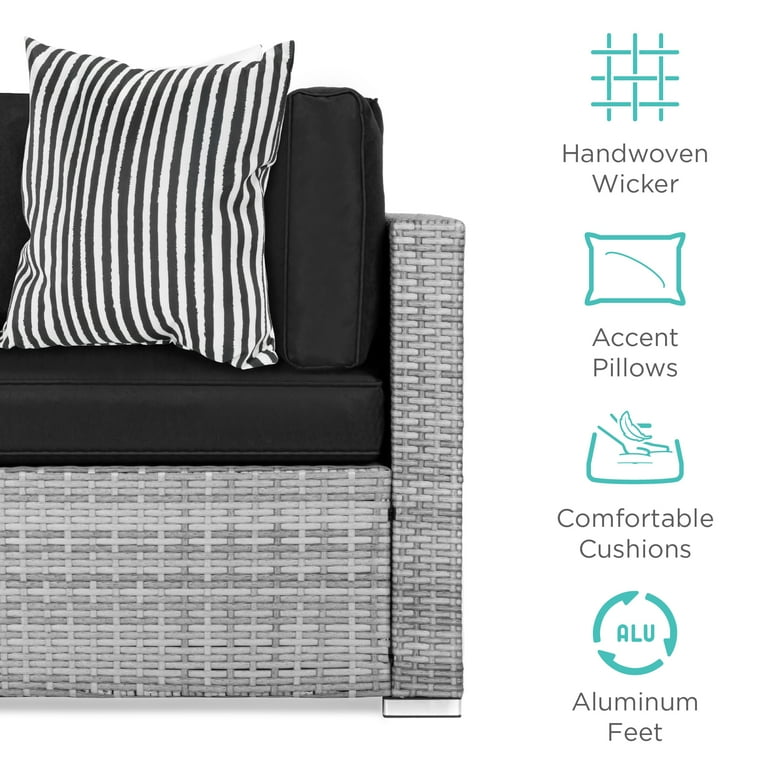 Best Choice Products 7 Piece Outdoor Modular Wicker Sectional Sofa Set with Corner Table Gray Black Walmart