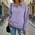 thumbnail image 6 of YOIAVAIOY Womens Solid Polo Sweatshirt Long Sleeve Quarter Zip Sweatshirt Winter Fleece Casual Pullover Tops with Kangaroo Pocket Purple XXXXL, 6 of 10