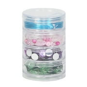 (2 pack) Everything Mary 4 Count Round Stackable Plastic Bead Containers, Clear, (Single)