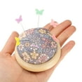 thumbnail image 5 of Uxcell Pin Cushion Wooden Base Japanese Style Round Pincushion for Sewing and Quilting Grey Flower, 5 of 6