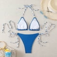 thumbnail image 5 of Women's Triangle Bikini Set Halter String Two Piece Swimsuit Brazillian Bathing Suit Cheeky Cute Swimwear (Blue,M), 5 of 6