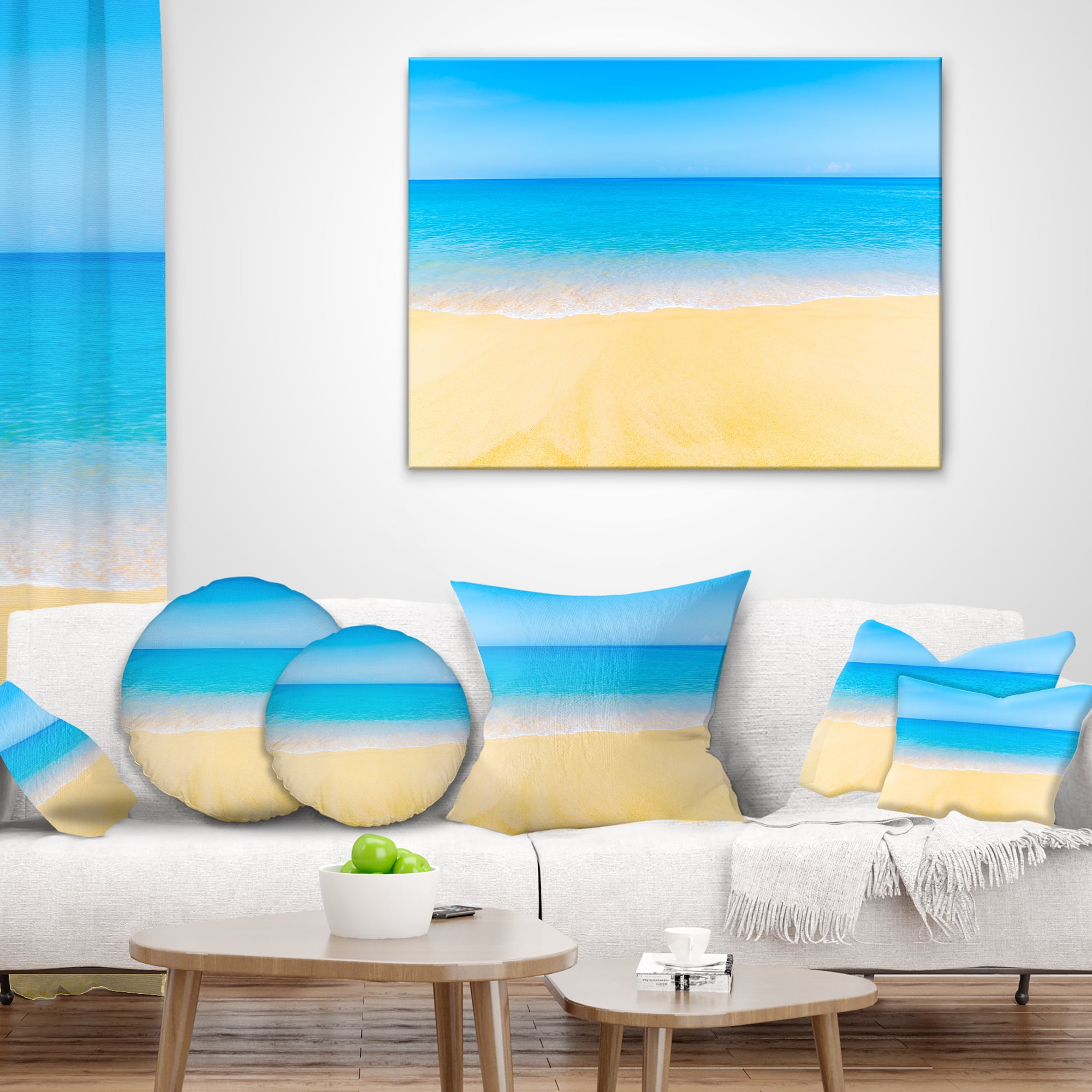 Designart Calm Blue Sea and Sky - Seascape Throw Pillow - 16x16
