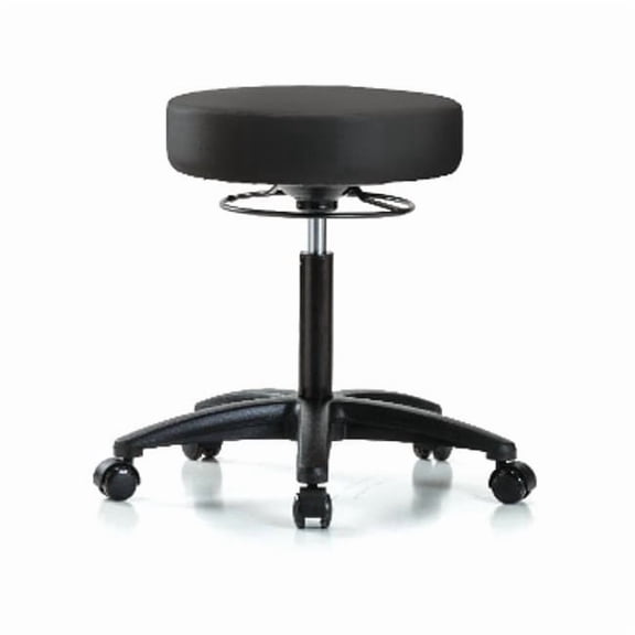 Manufacturer Varies Bench Stool, Med, Vinyl, Casters, BLK BR-VMBSO-RG-NF-RC-8540