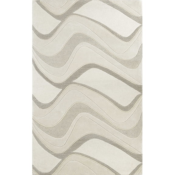 2'x4' Ivory Hand Tufted Abstract Waves Indoor Accent Rug
