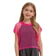 thumbnail image 2 of Zaldita Kids Girls Mesh Crop Tops Short Sleeve Hollow Out Fishnet Jazz Ballet Disco Dance Tank Tops T Shirts Blouse Pink 15-16, 2 of 7