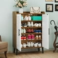 thumbnail image 2 of DEXTRUS Shoe Cabinet with Doors, Modern 5-Tier Brown Wood 15 Pair Storage Organizer, 2 of 10