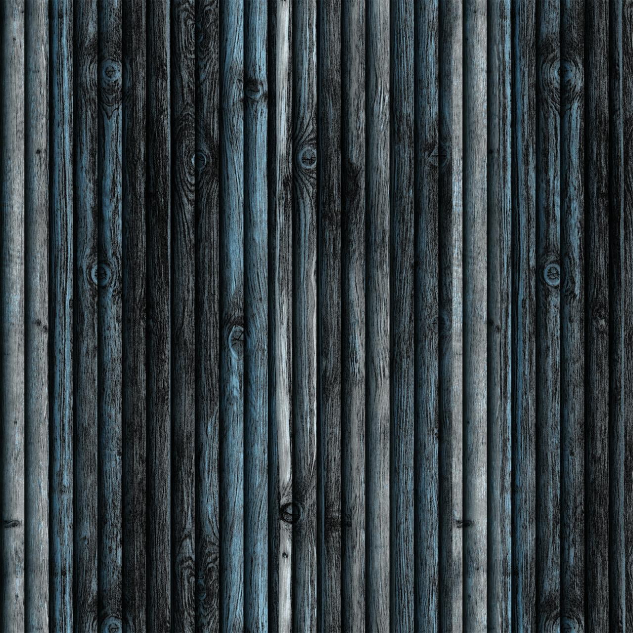 Dundee Deco's Charcoal, Blue, Beige Faux Wood 3D Wall Panel, Peel and Stick Wall Sticker, Self