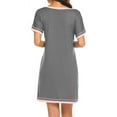 thumbnail image 3 of V-Neck Night Gown for Ladies With Pockets, Women's Nightdress Short Sleeve Sleep Sleep Dress Loungewear Pajama Dress, Gray, 3 of 4