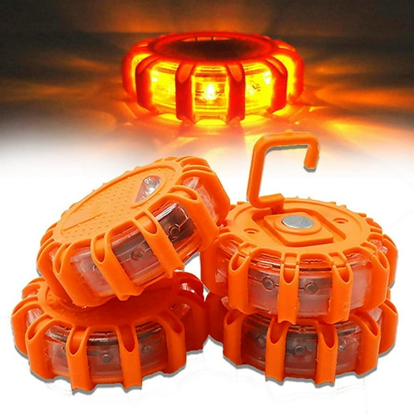 MesaSe 1/2/3/4 Pack LED Safety Flares Road Emergency Lights Roadside Safety Flashing Warning Flare Light Kit Beacon Disc