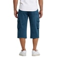 thumbnail image 5 of Dresfit Mens Cargo Shorts Big and Tall Baggy Below Knee Capri Shorts 2026 Sumemr Solid Elastic Waist Long Shorts Relax Fit Lightweight Sweatshorts Blue L, 5 of 7