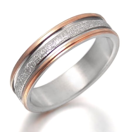Gemini Groom or Bride Two Tone Rose Gold Titanium Couple Wedding Ring width 6mm Valentine's Day Gift