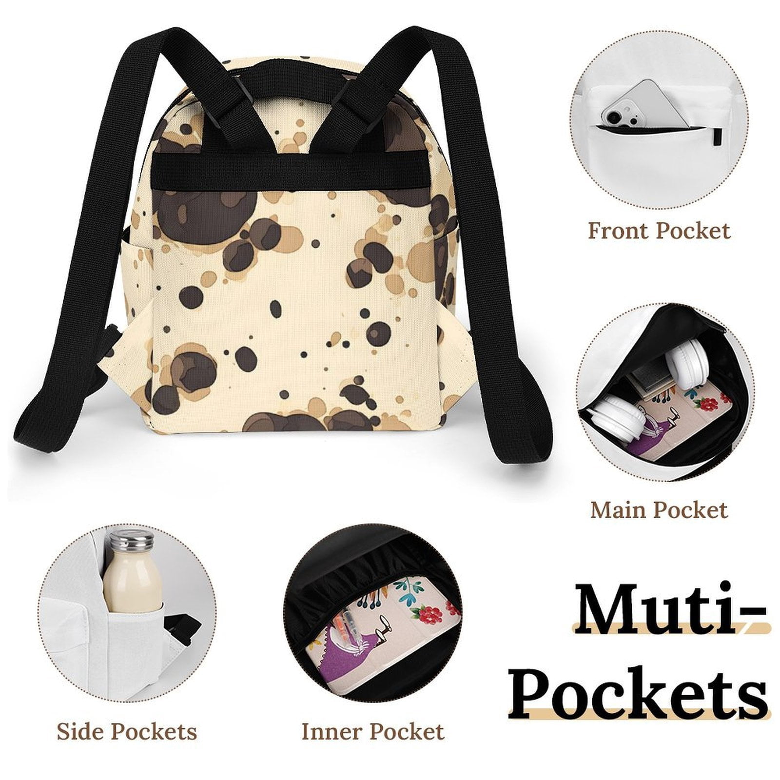 8.1×10in Casual Women'S Backpack With Anti-Contraction And Stretch For Sports Activities Travel Picnics Milk Cow Print Style Sienna_1