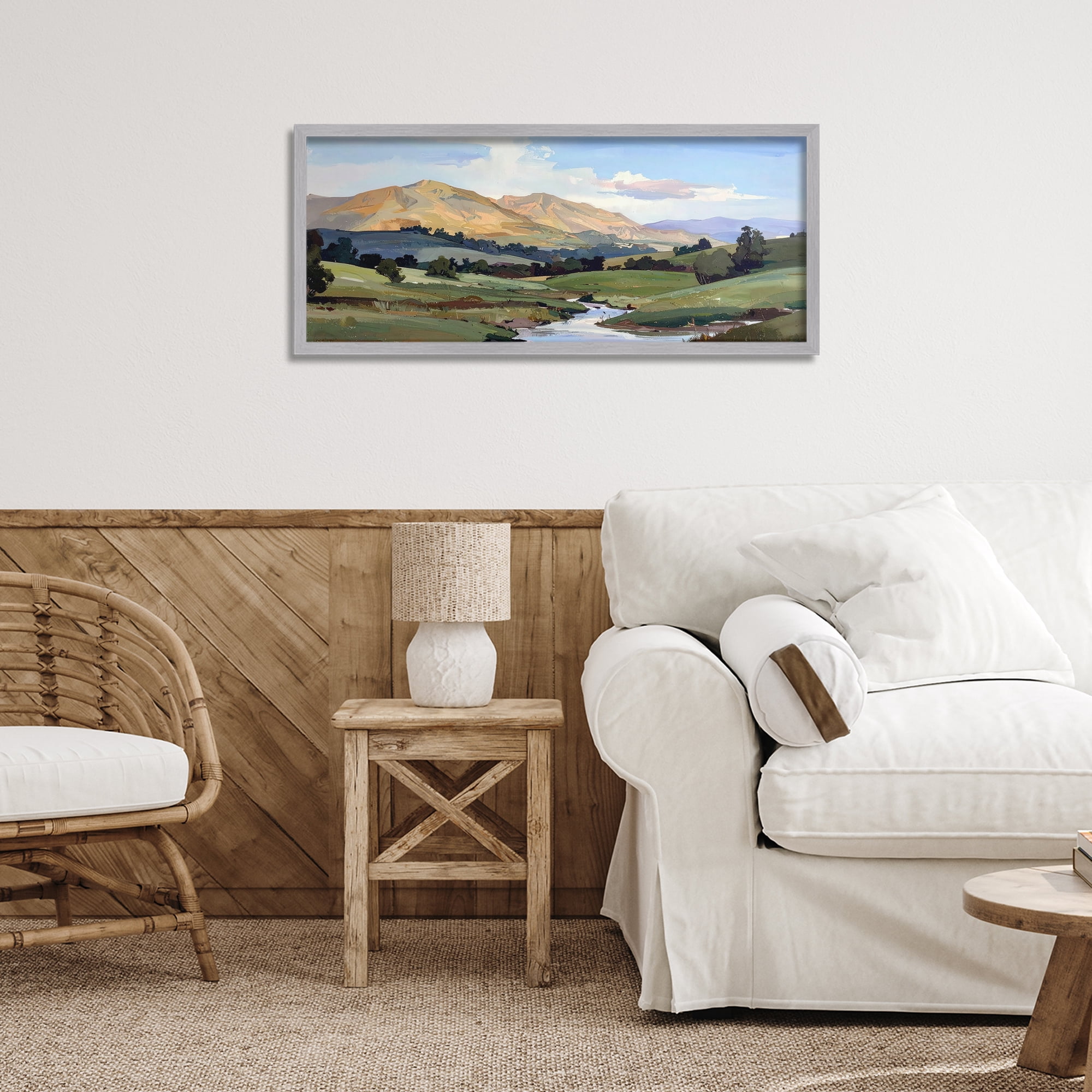 Stupell Industries Winding River Across Valley Gray Framed Giclee Art, design by Alonza Saunders