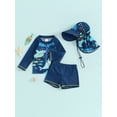 thumbnail image 3 of Hirigin Store Baby Toddler Boys 3-Pieces Swimsuit Sets Long Sleeve Shark Bathing Suit Rash Guards Swimwear with Sun Hat, 3 of 9