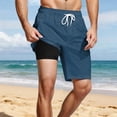 thumbnail image 5 of XIAOCHA Men's Solid Color Swim Trunks Elastic Drawstring Waist Loose Fit Beach Boardshorts, 5 of 7