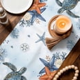 thumbnail image 3 of Sea Turtle Coastal Table Runner 72 Inches, Summer Coral Starfish Nautical Blue Ombre Bed Runner Dresser Scarves Tabletop for Indoor Outdoor Parties/Ceremony/Banquet, 14" x 72", 3 of 9