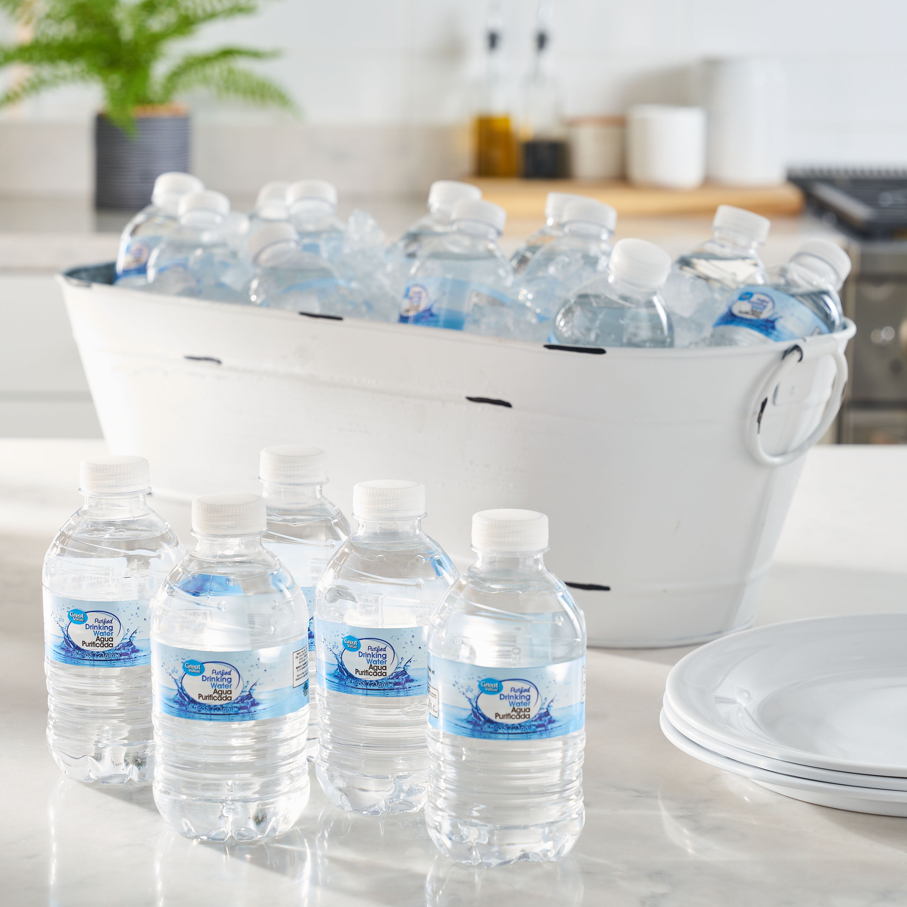 Great Value Purified Drinking Water, 8 fl oz, 40 Pack, Plastic, Bottles