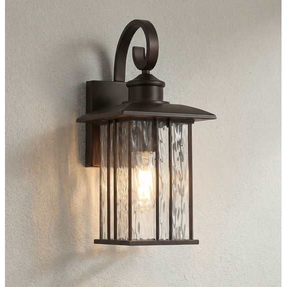 John Timberland Deaver 15" Bronze Lantern Outdoor Wall Light