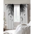 thumbnail image 4 of Modern Grey Blackout Curtains for Bedroom Living Room Darkening Curtains 90 Inch Gradient Floral Abstract Bohemian White Black Out Window Curtain Privacy Window Treatment Grommet Drapes 52"x90"x2, 4 of 9