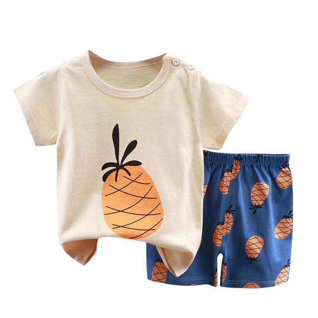 Odeerbi 0-6 Años Niño Niña Conjunto de Verano Estampado Camiseta Manga Corta de Algodón Shorts Conjunto de Dos Piezas