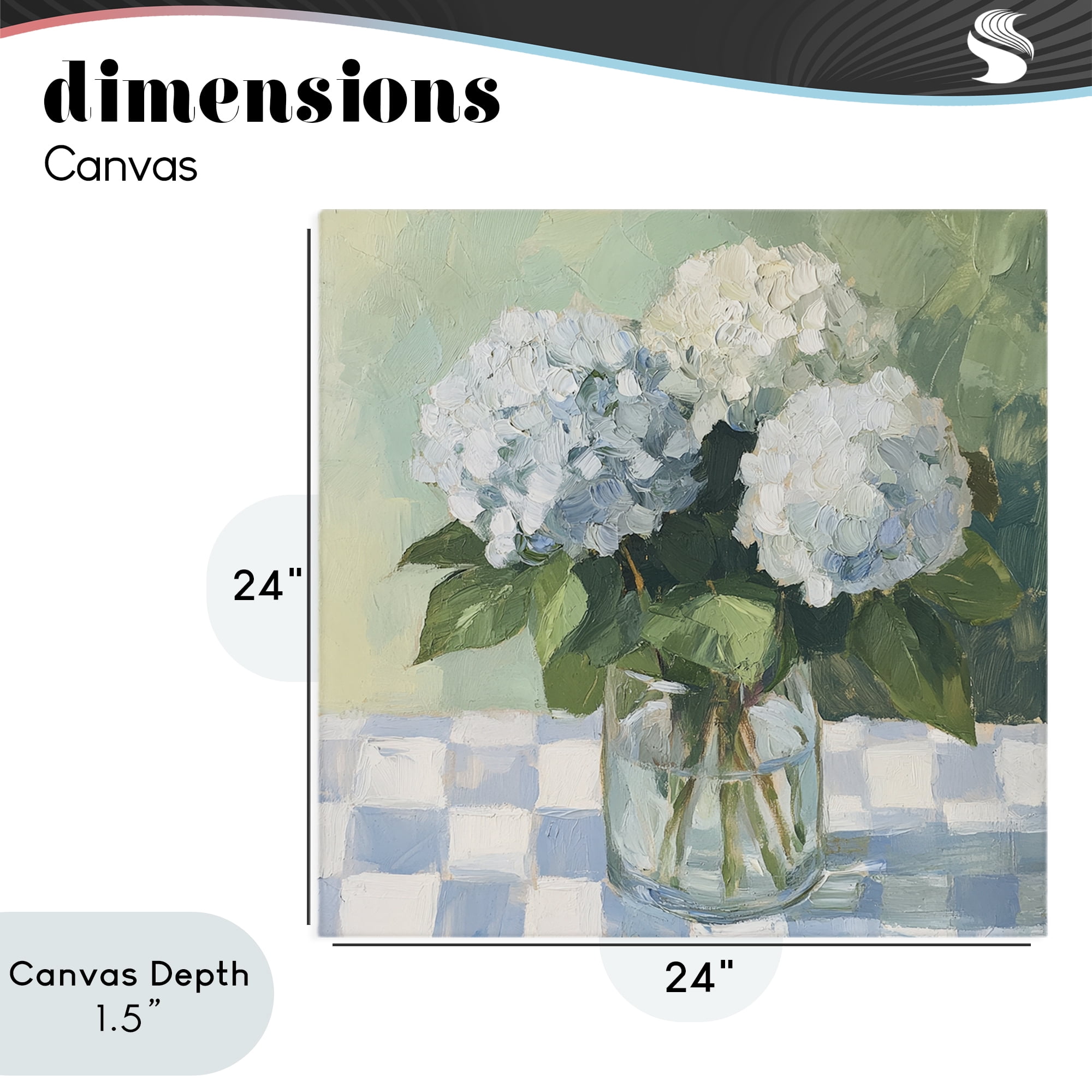 Stupell Industries Hydrangea Picnic on Checkered Canvas Wall Art, design by Petal Prints Design