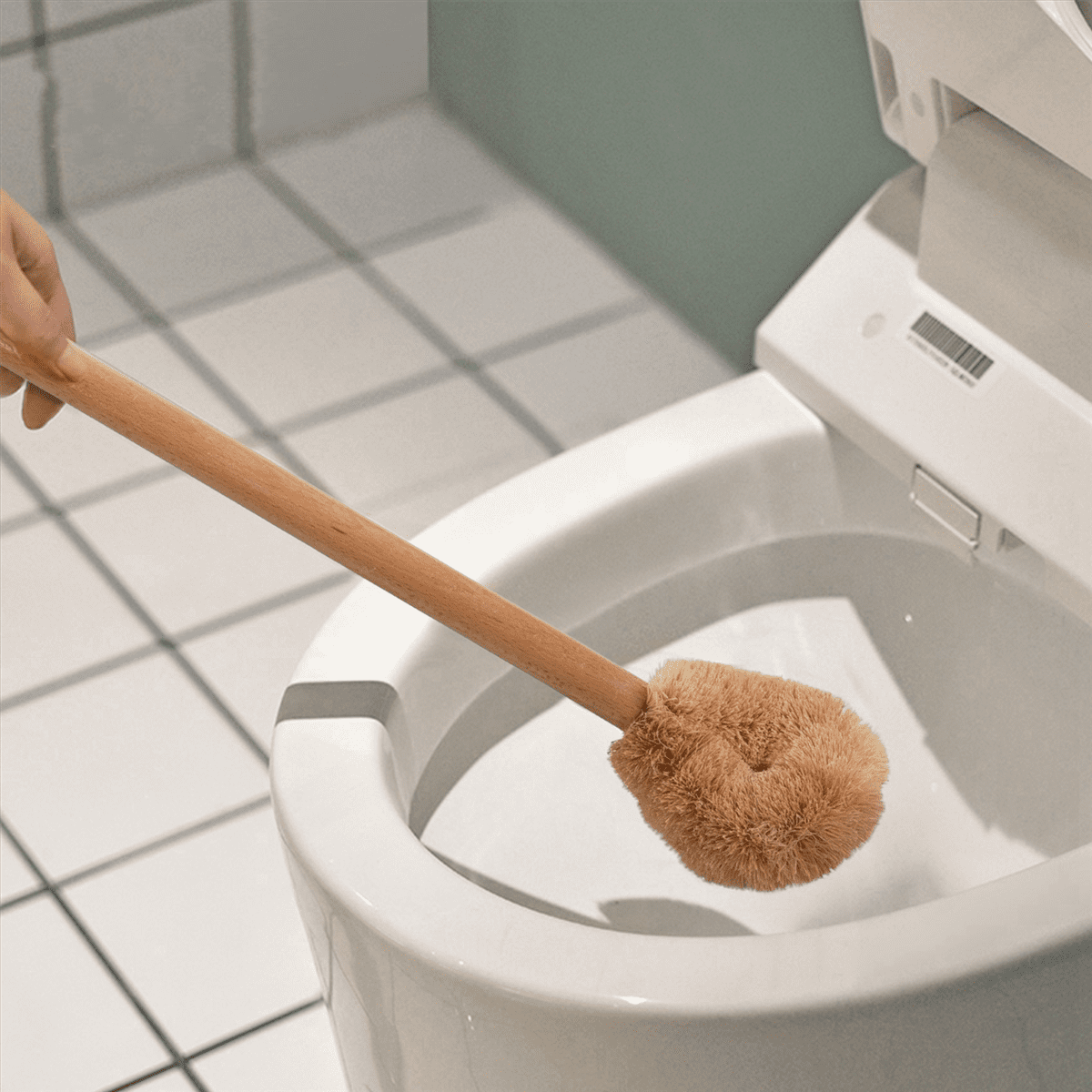 4X Updated Modern Version Toilet Bowl Brush, Natural Coconut Fiber Brush Head and Beechwood Handle with Hanging Hook