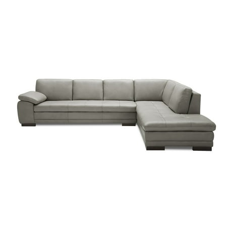 J&M Furniture 625 Italian Leather Sectional Grey in Right Hand Facing