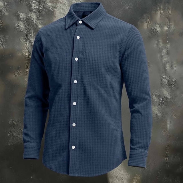 pstuiky camisa de manga larga para hombre, Camisa informal de manga larga con solapa y botones para hombre salir tops s