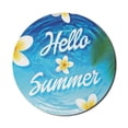 thumbnail image 1 of Lifestyle Mouse Pad for Computers, Hello Summer Words with Palm Tree Leaves Plumeria Flowers over the Ocean Illustration, Round Non-Slip Thick Rubber Modern Mousepad, 8" Round, Blue, by Ambesonne, 1 of 2