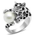thumbnail image 1 of Alamode 3W297-8 Women Rhodium Brass Ring with Synthetic in White - Size 8, 1 of 1