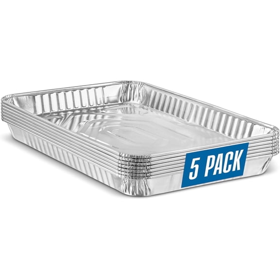 PLASTICPRO Aluminum Foil Cookie Sheets for Baking 9” x 13” Sheet Pans, 5-Pack