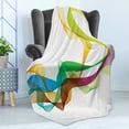 thumbnail image 4 of Abstract Soft Flannel Fleece Throw Blanket, Styled Wavy Ribbon Line and Smoked Rainbow Like Cool Graphic Artwork, Cozy Plush for Indoor and Outdoor Use, 50" x 70", Multicolor, by Ambesonne, 4 of 5