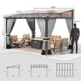 thumbnail image 2 of Gotland 10' × 12' Hardtop Gazebo for Patio,Wall-Mounted Lean to Gazebo Pergola with Sloping Roof and Durable Aluminum Frame,Large Heavy Duty Awnings for Decks,Backyard,Gray, 2 of 9