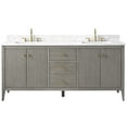 thumbnail image 5 of Vanity Art 72" Double Sink Bathroom Vanity Cabinet,Freestanding Storage Cabinet with Engineered Marble Top, Undermount Sinks, Drawer, and Shelve, 5 of 6