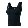thumbnail image 2 of A2Y Women's Heavyweight Solid Double Scoop Neck Rib Cropped Tank Top Navy S, 2 of 4
