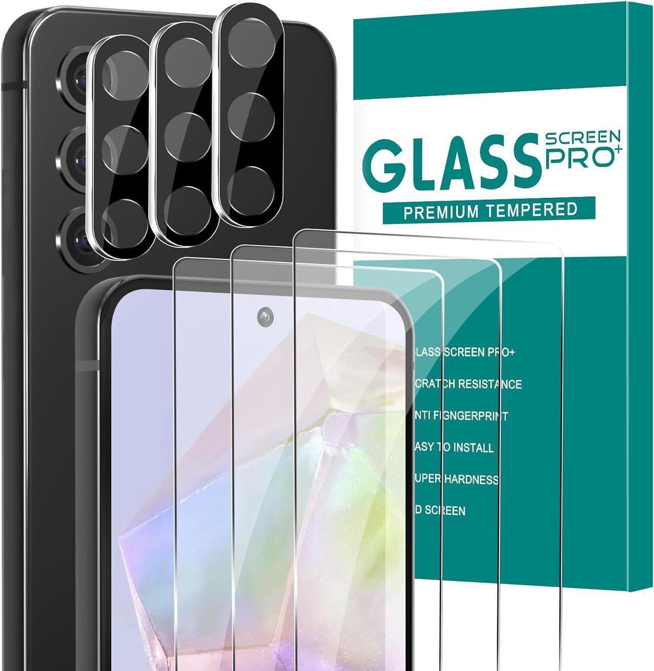 [3+3 Pack] Glass Screen Protector for Samsung Galaxy A35 with Camera Lens Protector, 3D Curved, 6.6 inch 2024 9H Tempered Glass for Galaxy A35 Glass Screen Protector