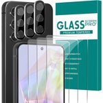 [3+3 Pack] Protecteur d'écran en verre pour Samsung Galaxy A35 avec protège-objectif caméra, 3D Courbé, 6.6 de pouce 2024 9H Verre trempé pour Galaxy A35 Protecteur d'écran en verre